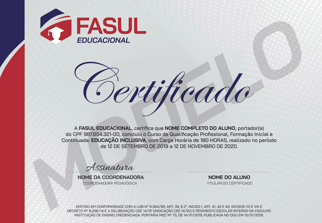 Certificado de Cursos Online - Frente